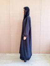 V Neck Abaya with Morrocan Lace