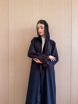V Neck Abaya with Morrocan Lace