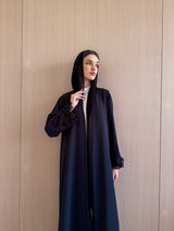 V Neck Abaya with Morrocan Lace
