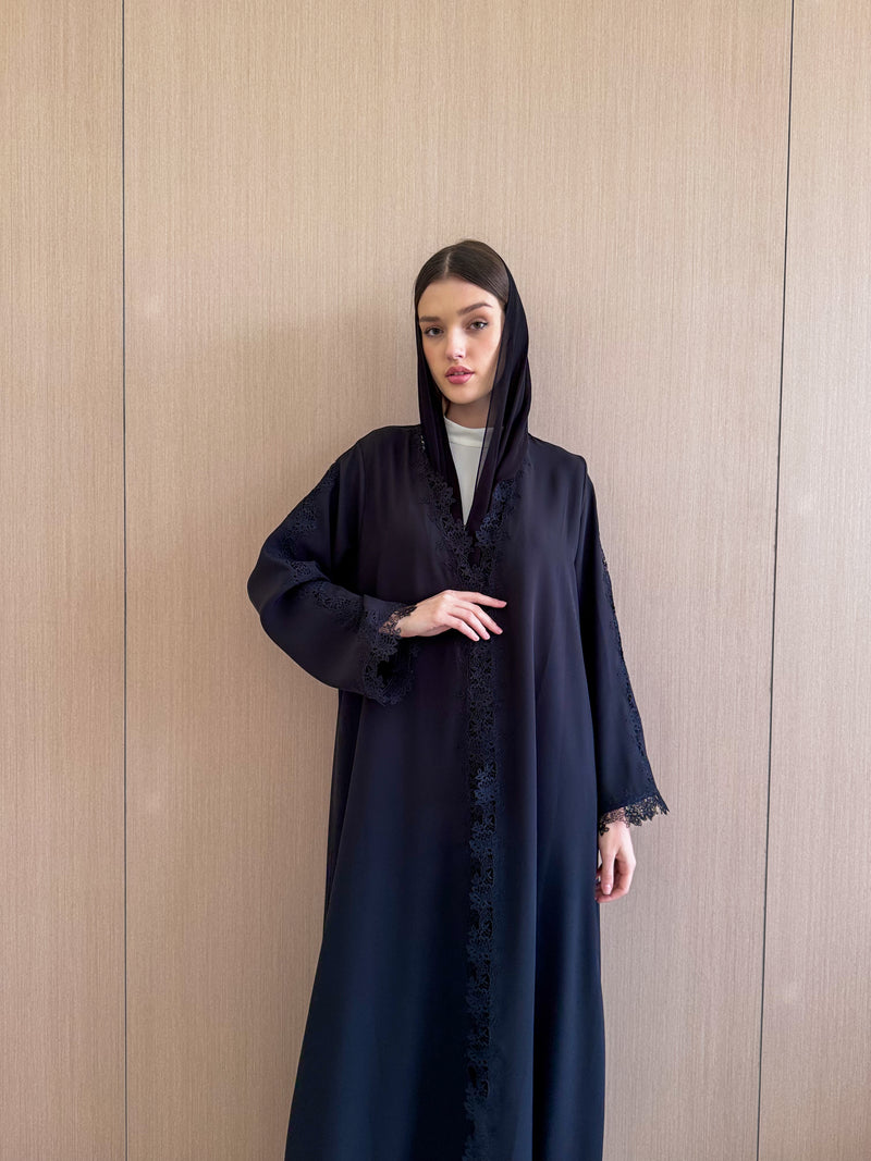 Black Abaya With Lace in Full length