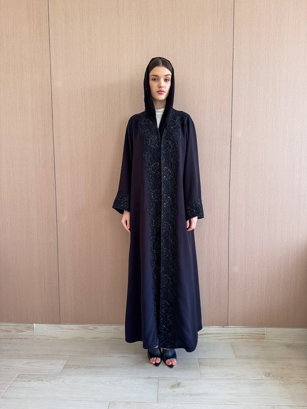 V Neck Abaya with Embroidery on Sleeves
