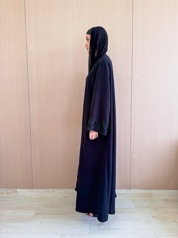 V Neck Abaya with Embroidery on Sleeves