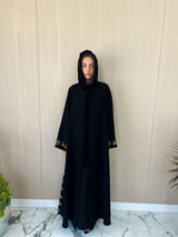 Round Neck Abaya - Embroidery Border