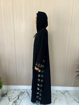 Round Neck Abaya - Embroidery Border