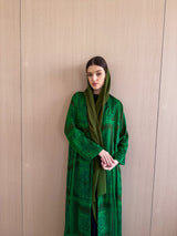 Zainah Cut Abaya in Green and Brown Mix Color