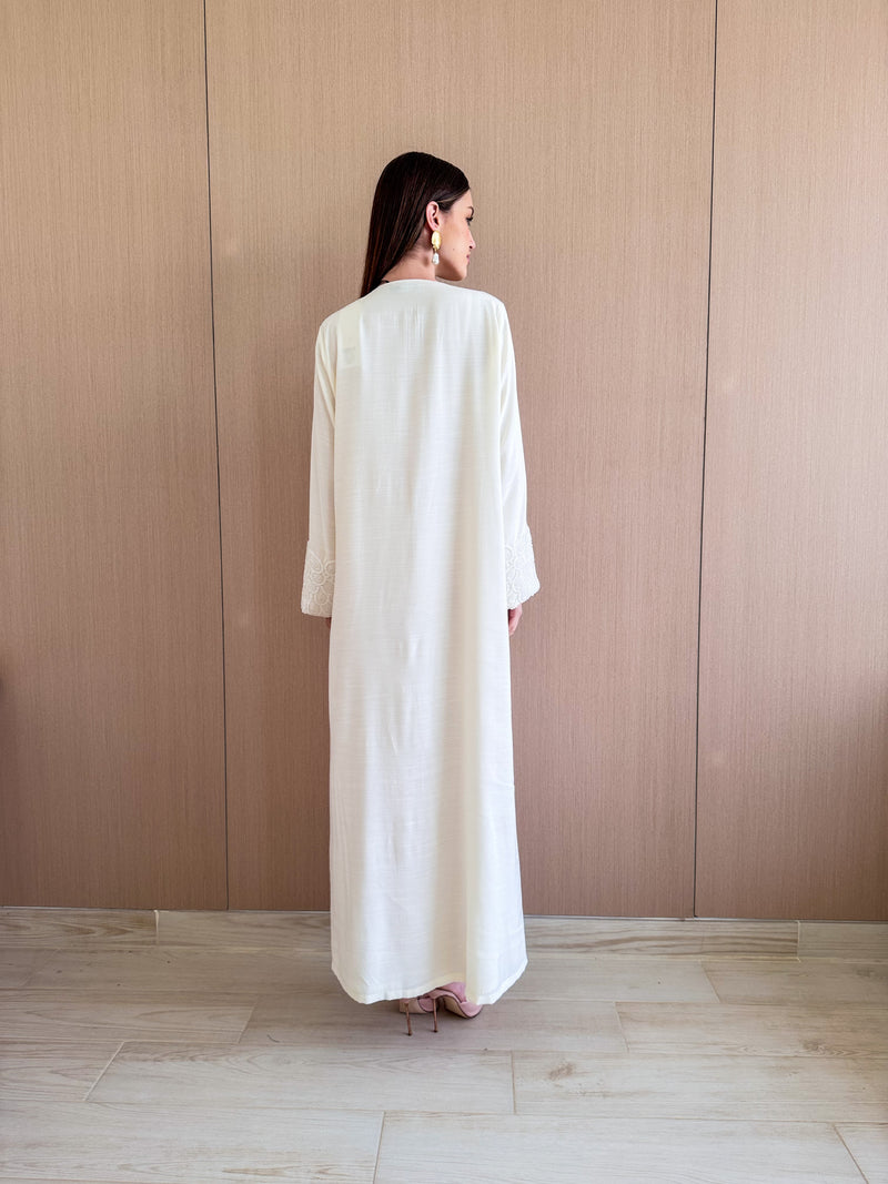 V Neck Kaftan Wide Bead Lace on the Front and Sleeves