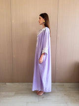 Round V neck free size kaftan with off white lace