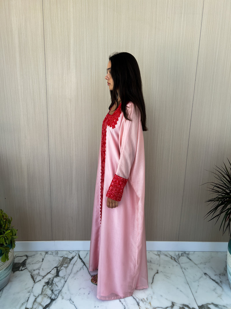 Box Neck kaftan Free Size - New Red Bead Lace