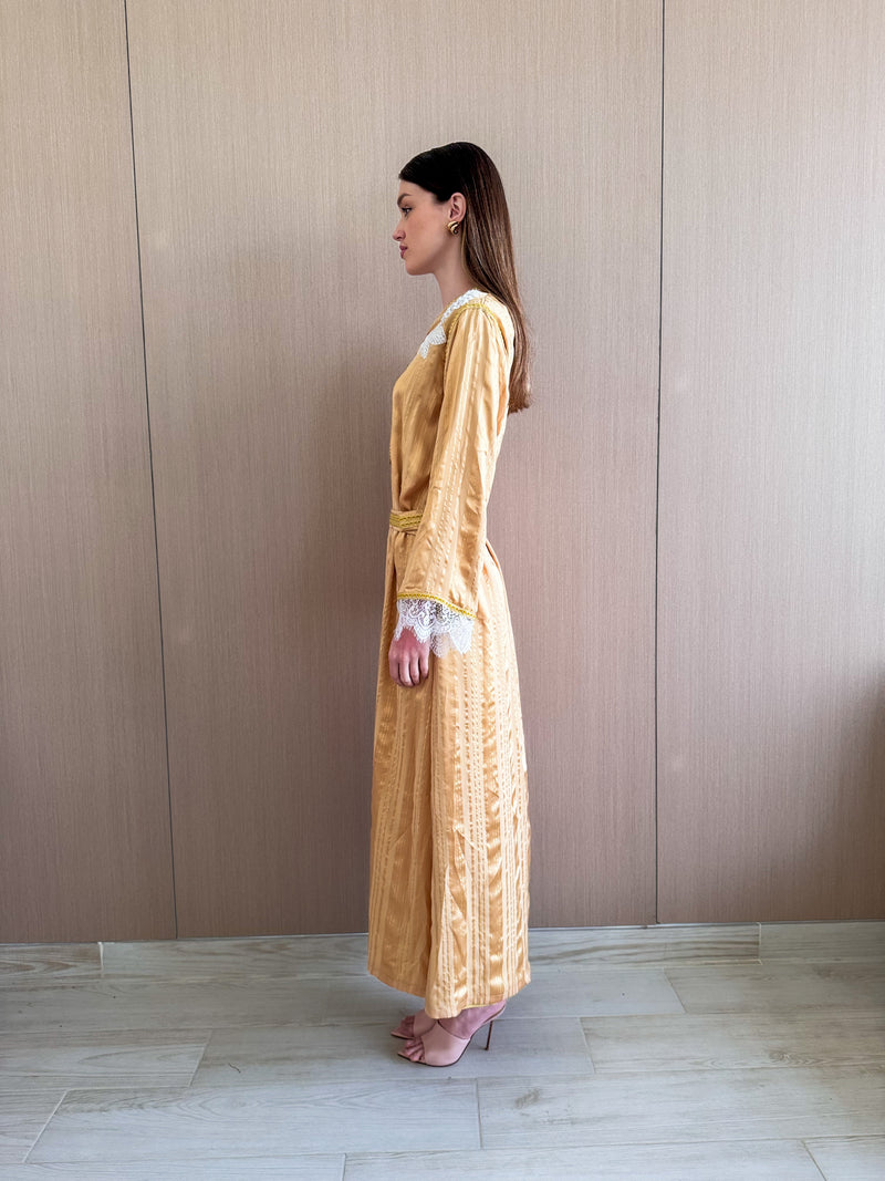 V Neck Kaftan With Morocan Lace and Buttons