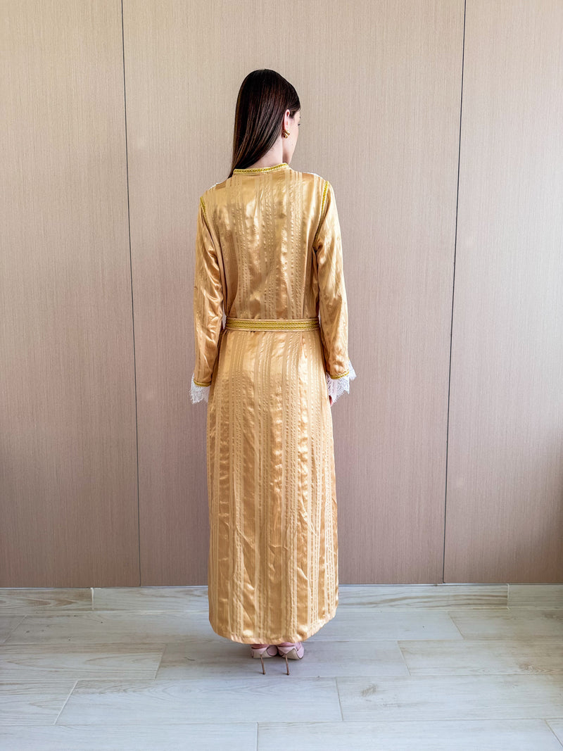 V Neck Kaftan With Morocan Lace and Buttons