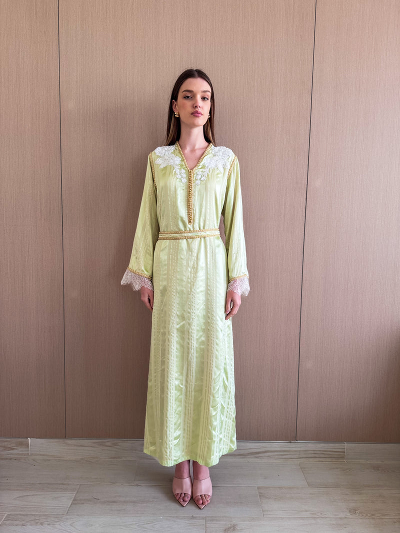 V Neck Kaftan With Morocan Lace and Buttons