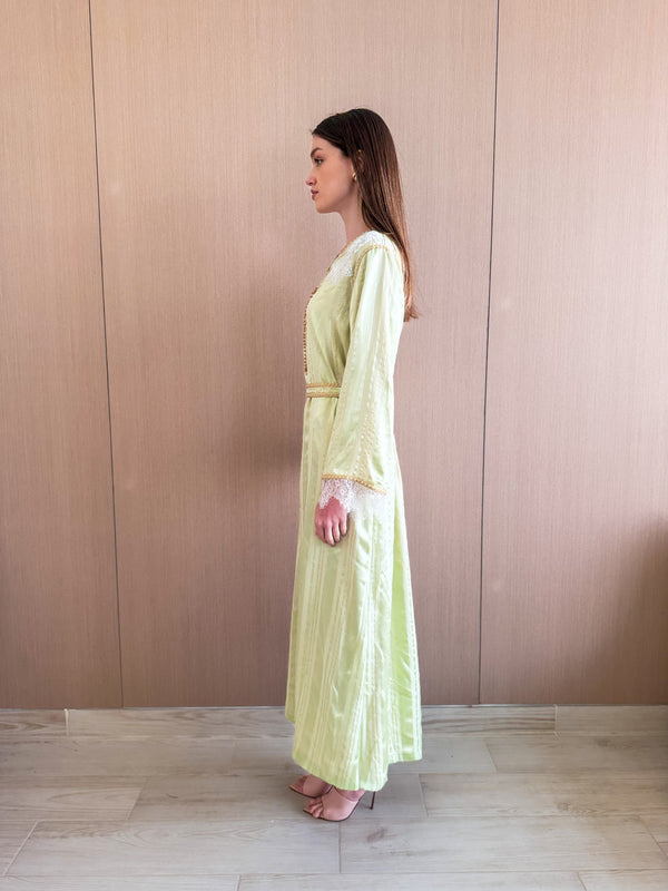 V Neck Kaftan With Morocan Lace and Buttons