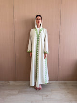 V neck Abaya - Curvy Lace on Front and Slide