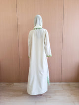 V neck Abaya - Curvy Lace on Front and Slide