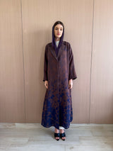 Notched Collar Abaya in brown