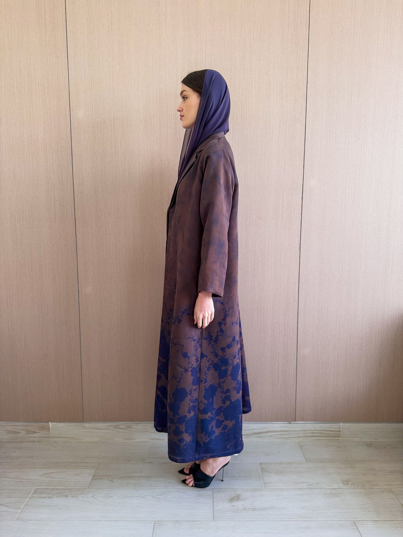 Notched Collar Abaya in brown