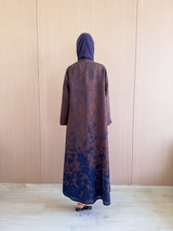 Notched Collar Abaya in brown