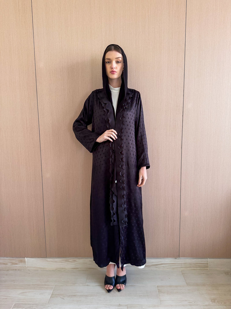 V Neck Abaya with 2 Layer Ruffle