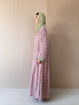 V Neck Abaya - Dark Green Curvy Patch Lace