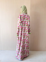 Zainah cut abaya with lace on front in off white