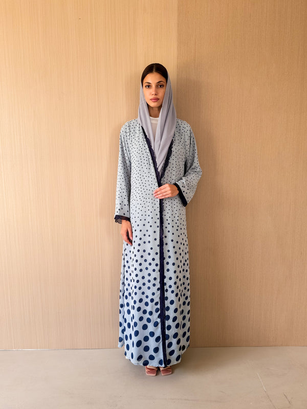 V Neck Normal Cut Abaya With Printed Chiffon