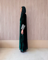 V Neck Overlap Abaya - Off White Dantil Flower Lace on Sleeves