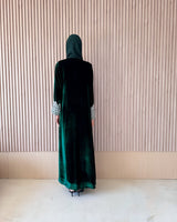 V Neck Overlap Abaya - Off White Dantil Flower Lace on Sleeves