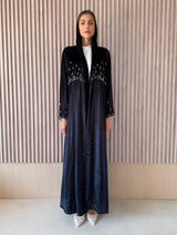 V  High Neck Abaya - Crystal Hanging Beads