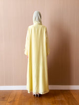 V  Neck Abaya Patch Flower Lace on Front and Sleeves