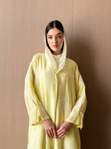 V  Neck Abaya Patch Flower Lace on Front and Sleeves