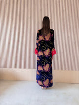 Bead Lace - Blue and Pink Mixed Velvet Embossed