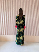 Bead Lace - Green and Brown Mixed Velvet Embossed