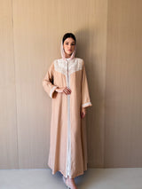 Round Neck Abaya - Crochet Lace on Front and Sleeves