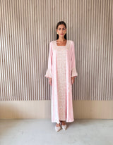 Box Neck Normal Cut Kaftan - Silver Sequin Lace