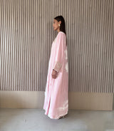 Box Neck Normal Cut Kaftan - Silver Sequin Lace