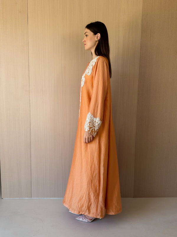 V Neck Kaftan Off White Curvy Pearl Lace