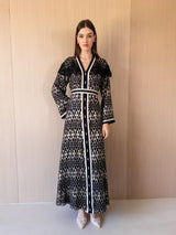 V neck kaftan with Marrakech lace