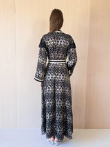 V neck kaftan with Marrakech lace