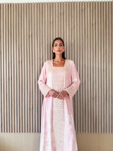 Box Neck Normal Cut Kaftan - Silver Sequin Lace