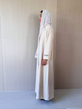 Round neck abaya - lace on front and sleeves