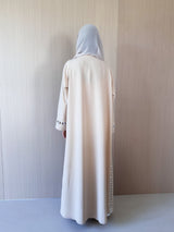 Round neck abaya - lace on front and sleeves