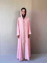 V Neck Abaya With Golden Lace Border