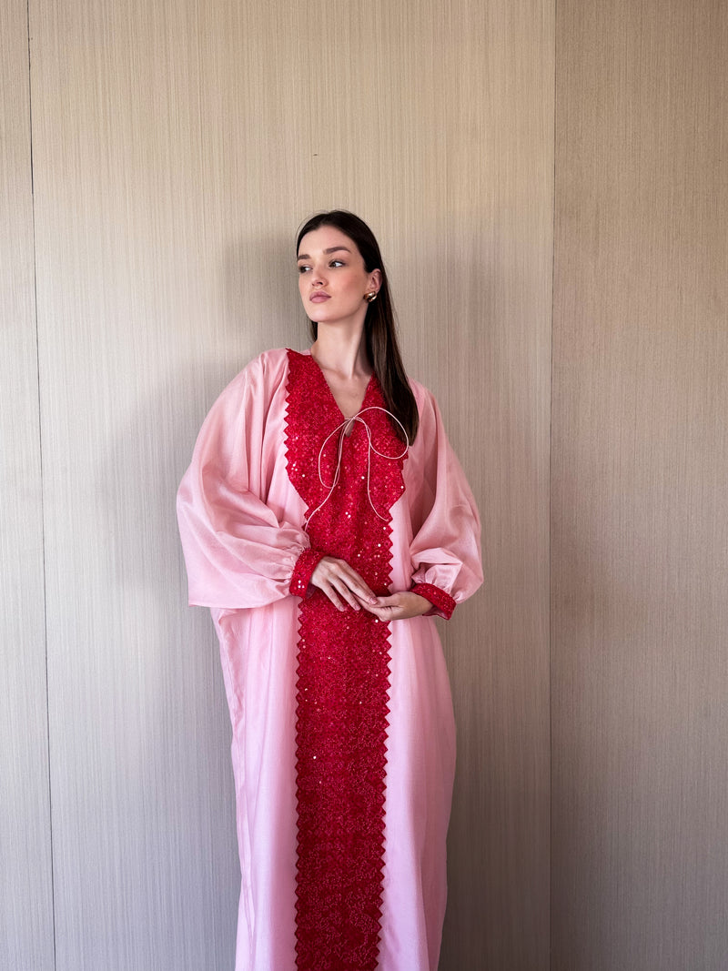 V Neck Free Size Kaftan With Tie Rope