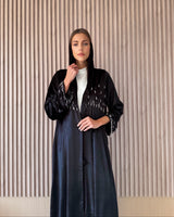 V  High Neck Abaya - Crystal Hanging Beads