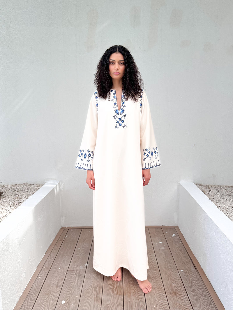 Round V Neck Kaftan With Print