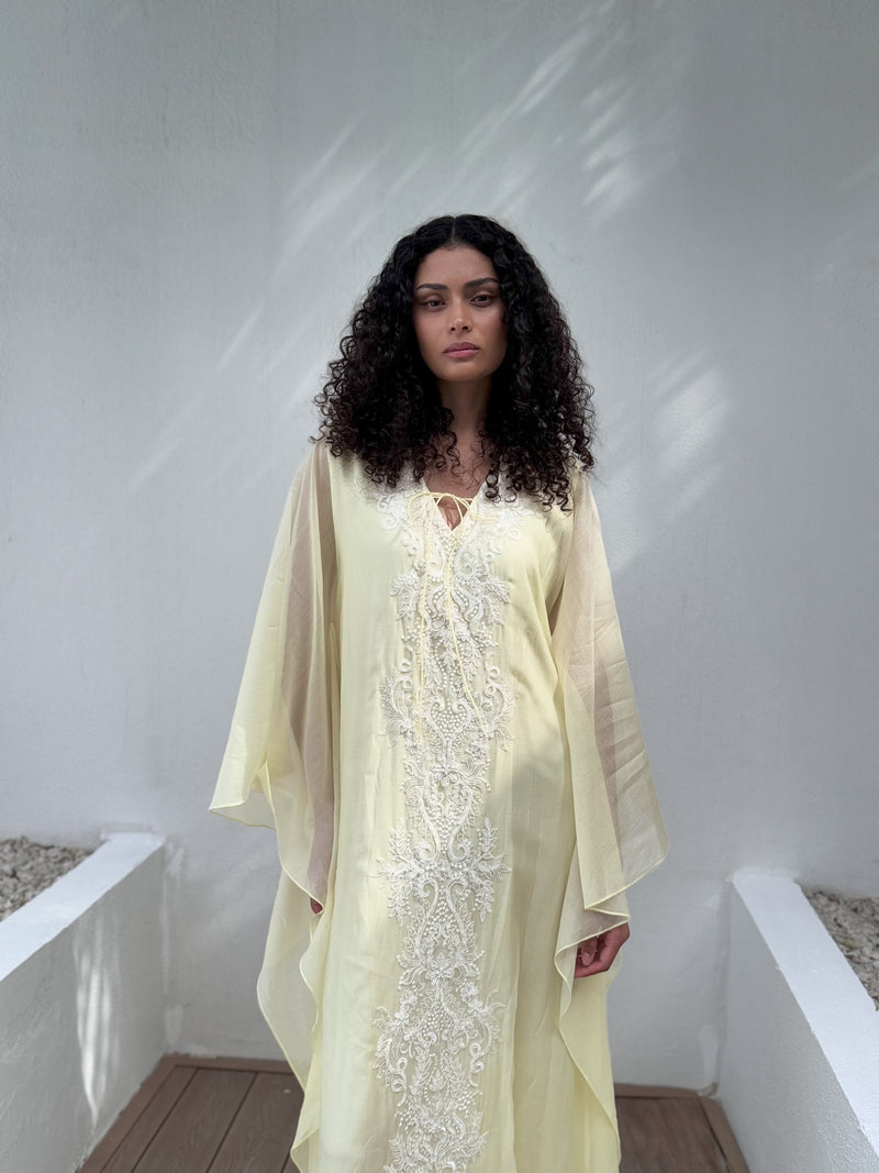 V-neck free pearl lace on front