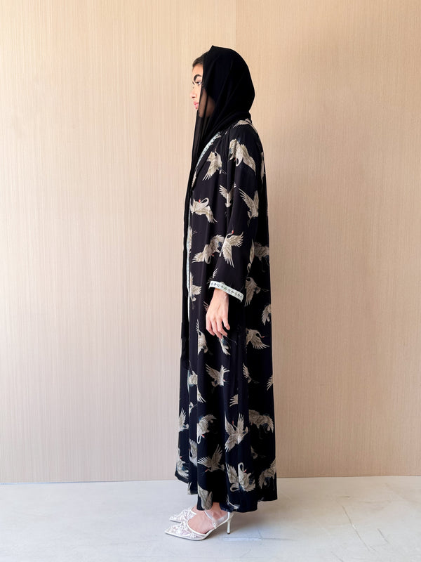 Zainah Cut Abaya - Light Green Sequin Lace