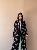 Zainah Cut Abaya - Light Green Sequin Lace