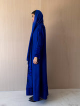 Zainah Cut Abaya - Blue With Green Printed
