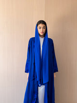 Zainah Cut Abaya - Blue With Green Printed